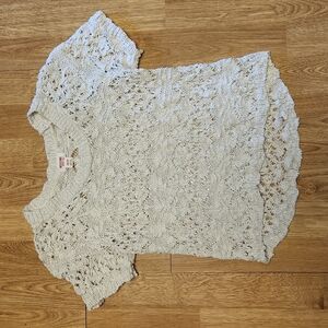 Mossimo neutral oatmeal loose weave cropped sweater sz XS